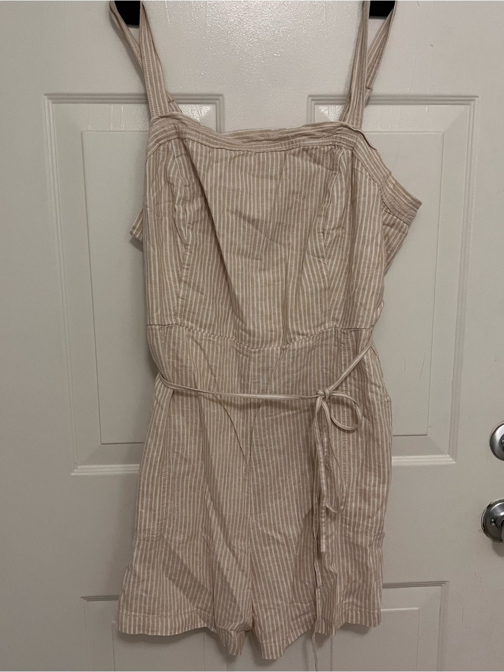 Old Navy Beige Striped Sundress Romper